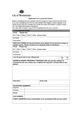 UK Personal Licence Application