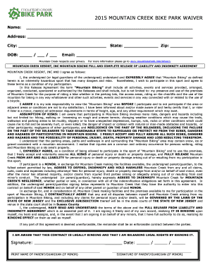 Mountain Creek Bike Park Waiver