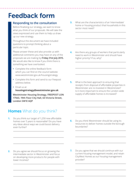 Westminster Housing Strategy Feedback Form