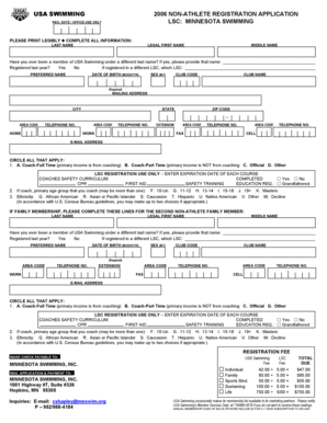 USA Swimming Non-Athlete Registration Application