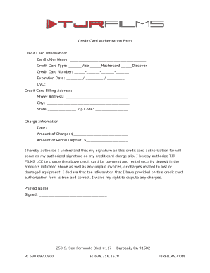 Credit Card Authorization Form