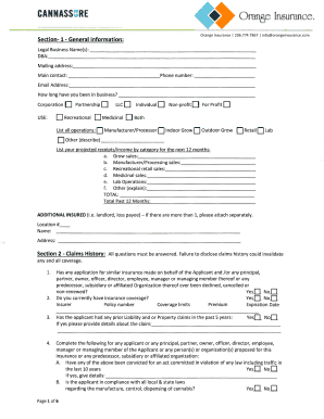 Cannabis Business Insurance Application Form