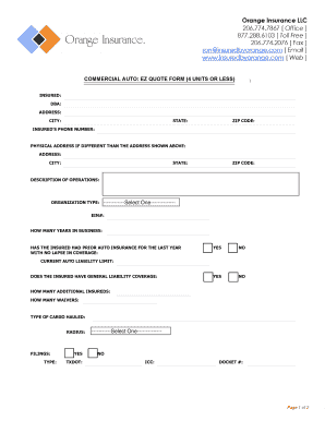 Commercial Auto Quick Quote Questionnaire