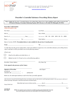 Prescriber’s Controlled Substance Prescribing History Report