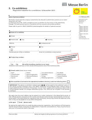 FRUIT LOGISTICA Co-Exhibitor Registration Form