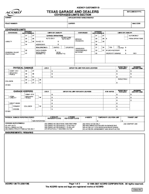 Texas Garage and Dealers Insurance Application