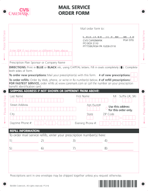 CVS Caremark Mail Service Order Form