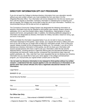 Directory Information Opt-Out Form