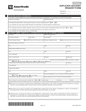 TD Ameritrade Duplicate Account Request Form