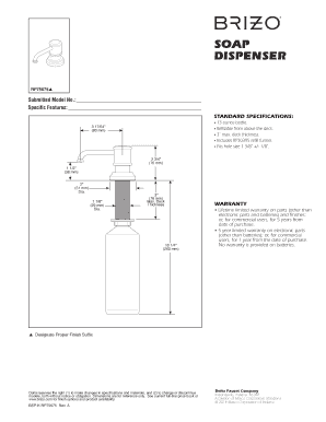 Soap Dispenser Specification Sheet