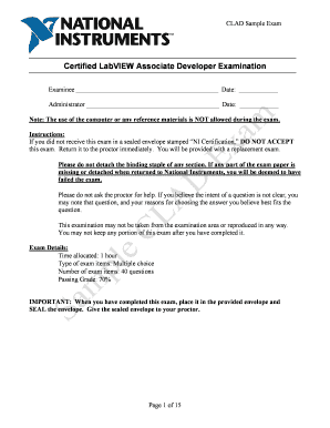 Certified LabVIEW Associate Developer Exam