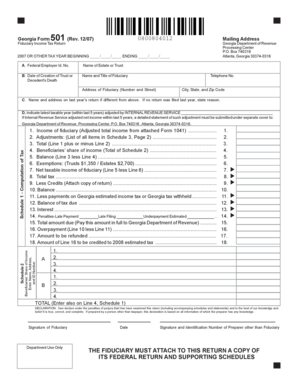Georgia Form 501 Fiduciary Income Tax Return