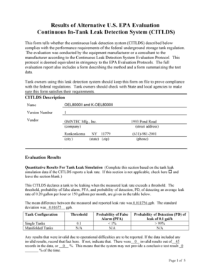 Continuous In-Tank Leak Detection System Evaluation Form