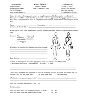 Physical Therapy Intake Form