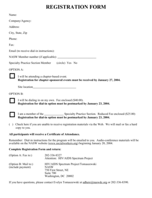 NASW Registration Form
