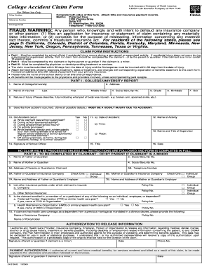 College Accident Claim Form