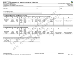 California Hot Water System Installation Certificate