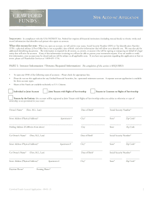 Crawford Funds New Account Application