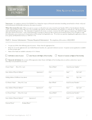 Crawford Funds New Account Application