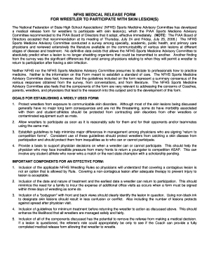 NFHS Medical Release Form for Wrestlers with Skin Lesions