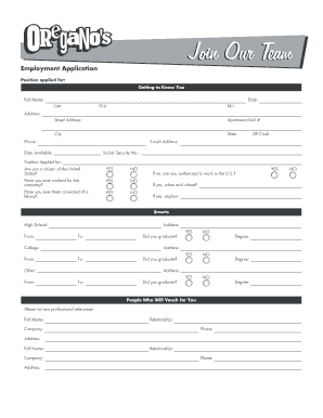 Employment Application Form
