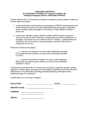 Release consent - PEPFAR Photo Consent Form- Adults - pepfar