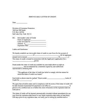 Irrevocable Letter of Credit
