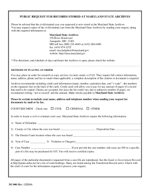Maryland Court Records Request Form