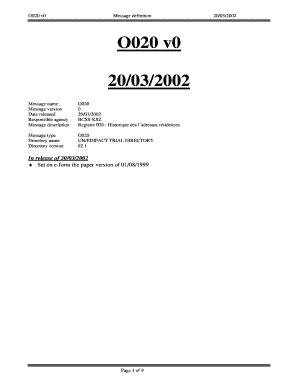 Formulaire d'historique des adresses O020