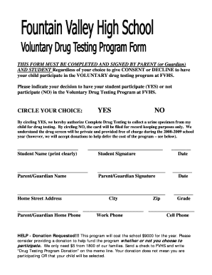 Voluntary Drug Testing Consent Form