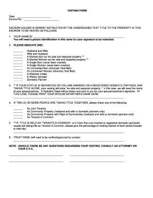 California Vesting Form