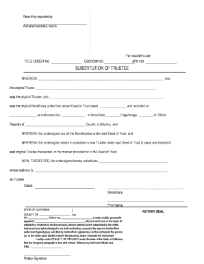 California Substitution of Trustee
