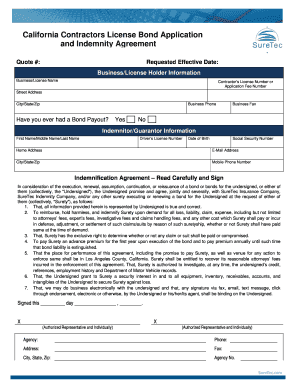 California Contractors License Bond Application