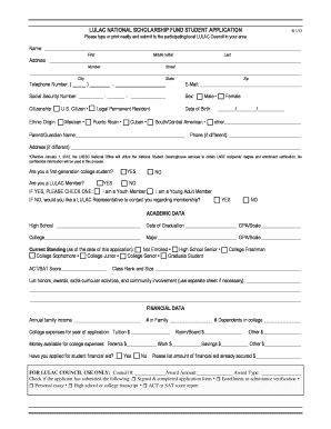 LULAC National Scholarship Fund Student Application