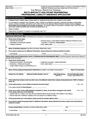 Multi-Specialty Healthcare Professional Liability Insurance Application