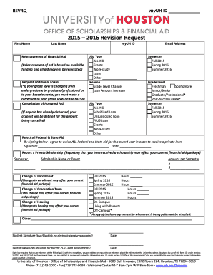 University of Houston Financial Aid Reinstatement Form