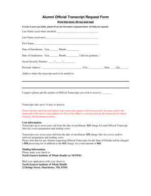 Alumni Official Transcript Request Form