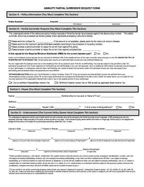 Annuity Partial Surrender Request Form