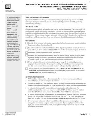 Systematic Withdrawals Form