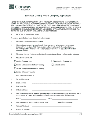 Executive Liability Private Company Application