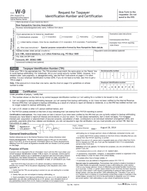 Form W-9 Request for Taxpayer Identification Number and Certification