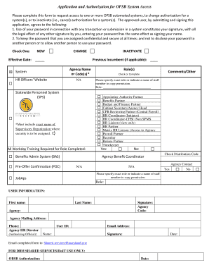 OPSB System Access Application and Authorization