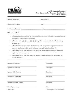 Non-Occupant Co-Borrower Certification