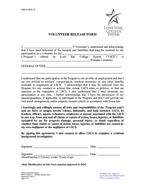 Volunteer Release Form