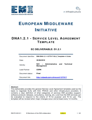 DNA1.2.1 - Service Level Agreement Template - CERN Document ...