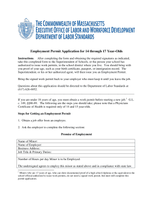 Massachusetts Employment Permit Application for Minors