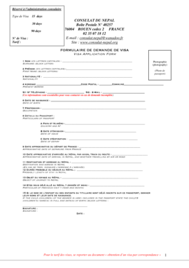 FORMULAIRE DE DEMANDE DE VISA
