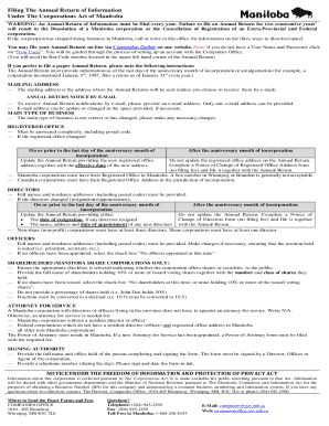 Manitoba Annual Return of Information