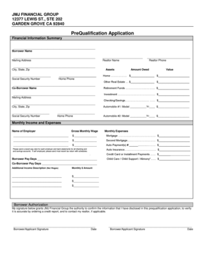 PreQualification Application