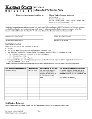 2015-2016 Independent Verification Form